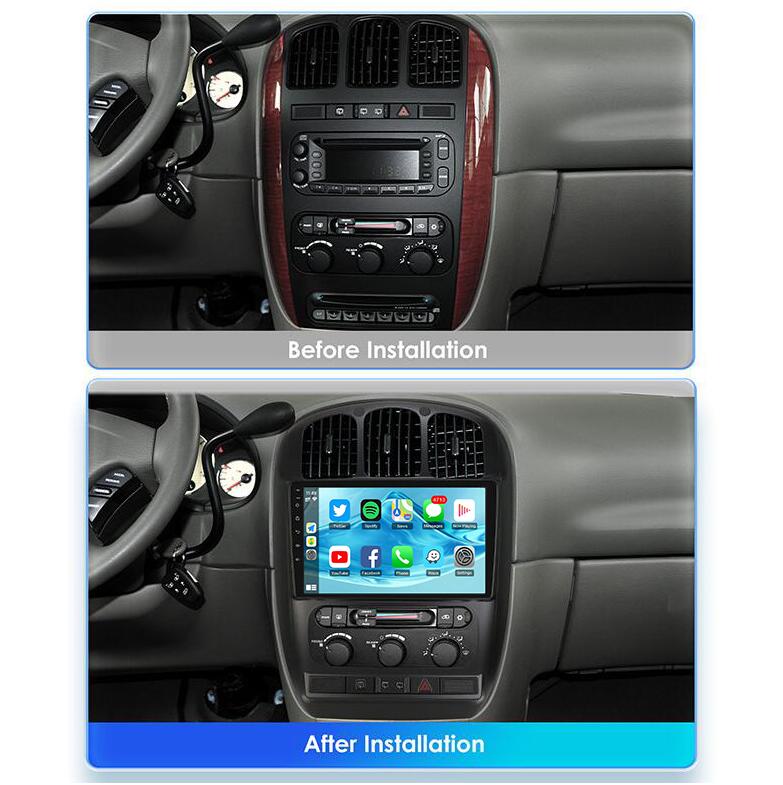 10.1" QLED 2K Touch Screen Radio Replacement Stereo Upgrade for 2001-2008 Dodge Grand Caravan Chrysler Grand Voyager Town & Country | CarPlay Android Head Unit