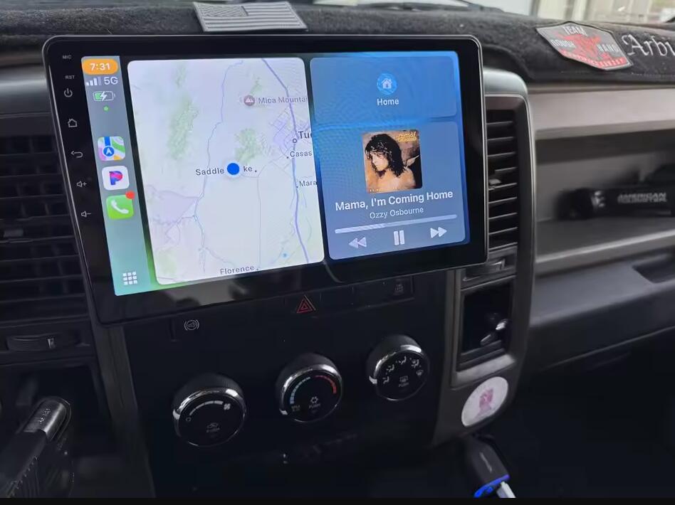 10.1-Inch QLED 2K Touch Screen Radio Replacement for 2008–2012 Dodge RAM 1500/2500/3500 – Wireless Apple CarPlay & Android Auto Head Unit Upgrade