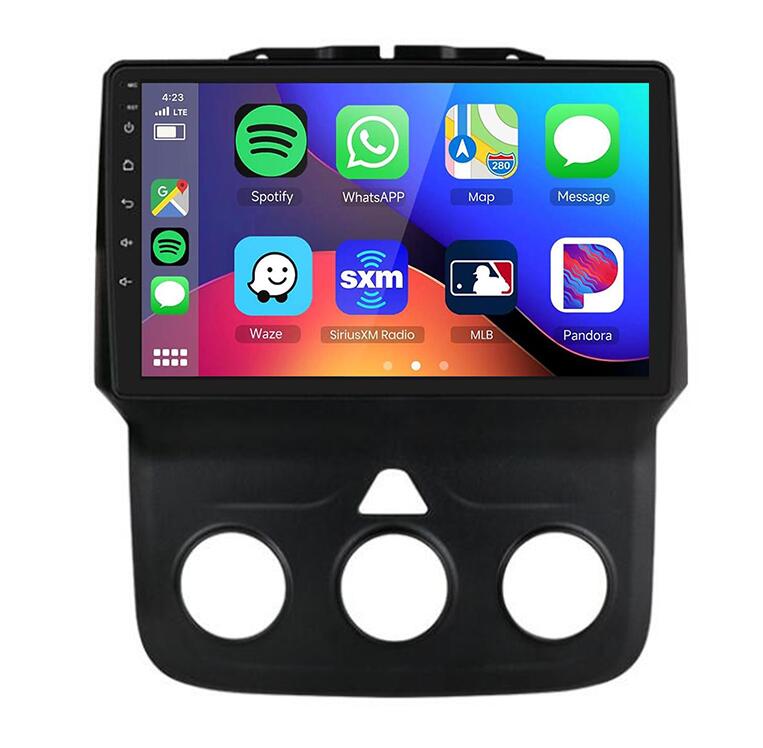 9-Inch Touch Screen Stereo Navigation Head Unit for 2013–2018 Dodge RAM 1500/2500/3500 Manual AC – Android Auto & Wireless Apple CarPlay Upgrade