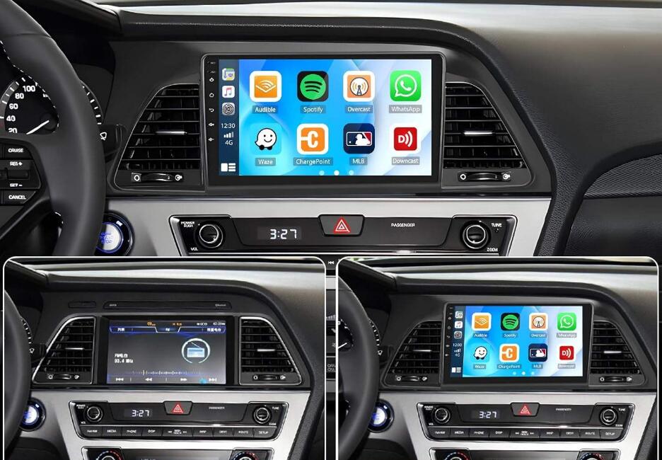 Hyundai Sonata 2015 2016 2017 Android Auto Wireless Apple CarPlay Radio Replacement Stereo Head Unit Uprgade 10.1" QLED Touch Screen Player