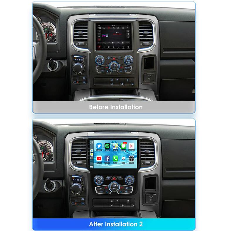 9-Inch QLED Touch Screen Stereo Radio Replacement for 2013–2018 Dodge RAM 1500/2500/3500 Auto AC– Wireless Apple CarPlay & Android Auto Head Unit Upgrade
