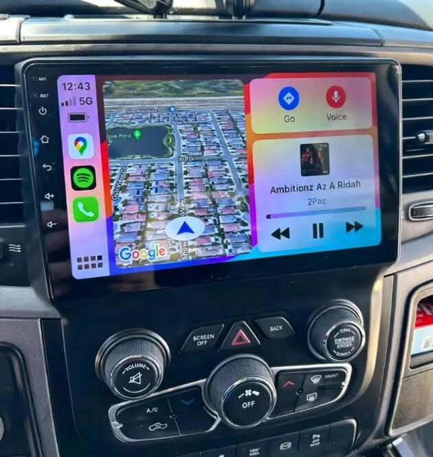 9-Inch QLED Touch Screen Stereo Radio Replacement for 2013–2018 Dodge RAM 1500/2500/3500 Auto AC– Wireless Apple CarPlay & Android Auto Head Unit Upgrade