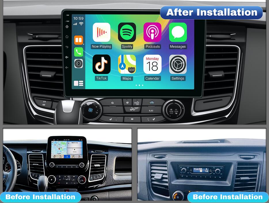 2019-2022 Ford Transit Connect & Transit Custom 9" 2K Android Head Unit Wireless Apple CarPlay & Android Auto Stereo