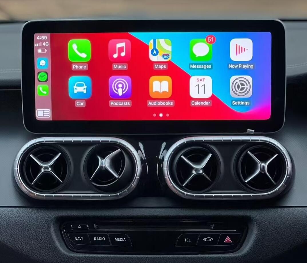 12.3" / 10.25" Android Auto Screen Head Unit Upgrade for Mercedes C‑Class W204 W205, GLC X253, V‑Class W446 V220 (2007–2021) With Wireless Apple CarPlay Android Auto