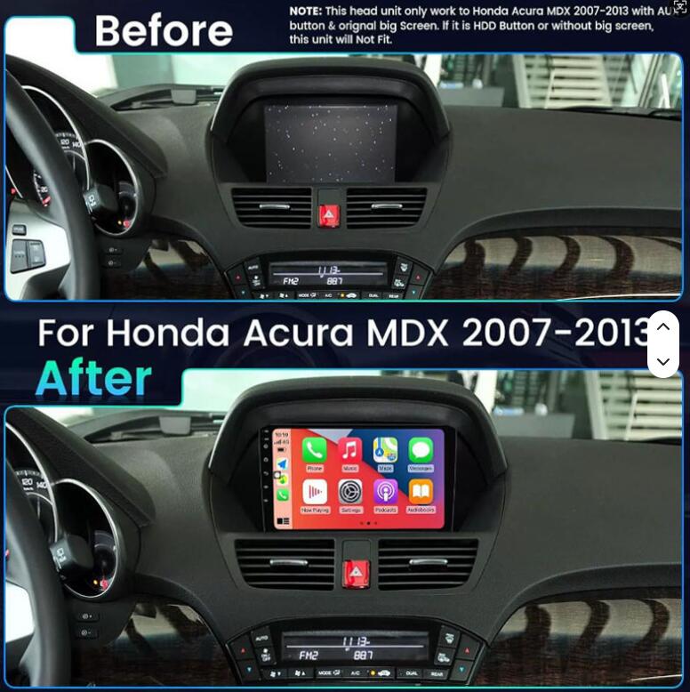 9" Android Head Unit for 2007-2013 Acura MDX with Wireless CarPlay & Android Auto - GPS Navigation Stereo Upgrade