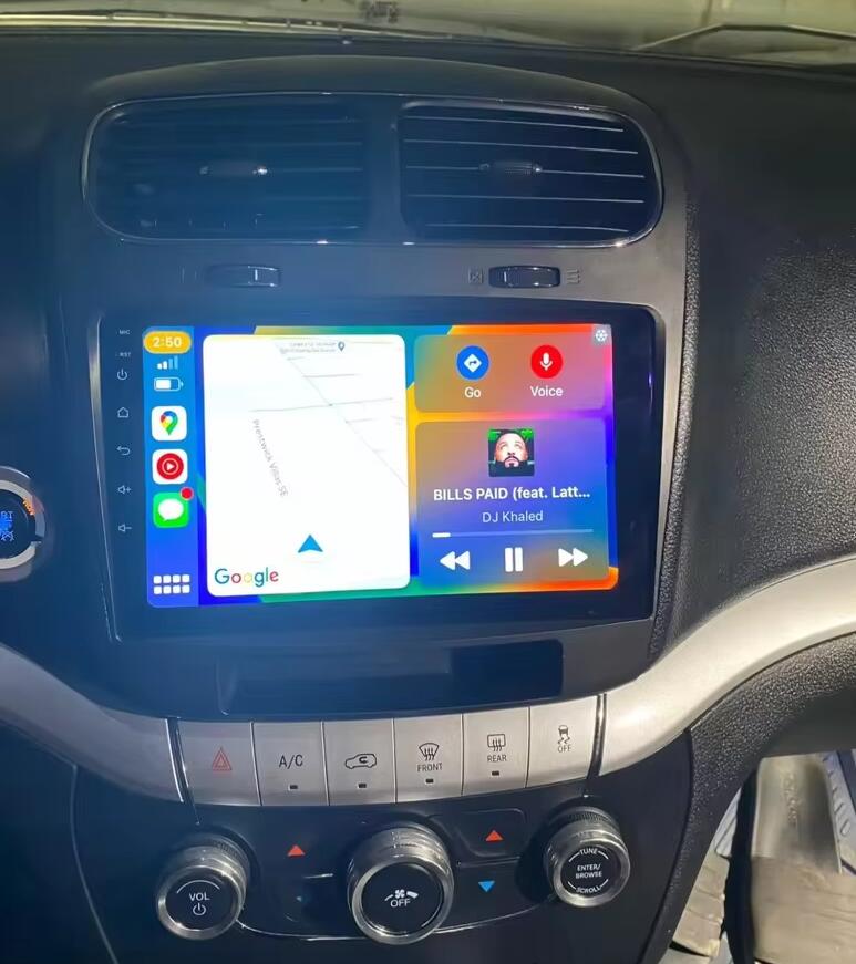 9" QLED 2K Touch Screen Android CarPlay Head Unit Radio Upgrade for 2011-2020 Dodge Journey, Fiat Freemont & Lancia Freemont – Plug-and-Play OEM Replacement