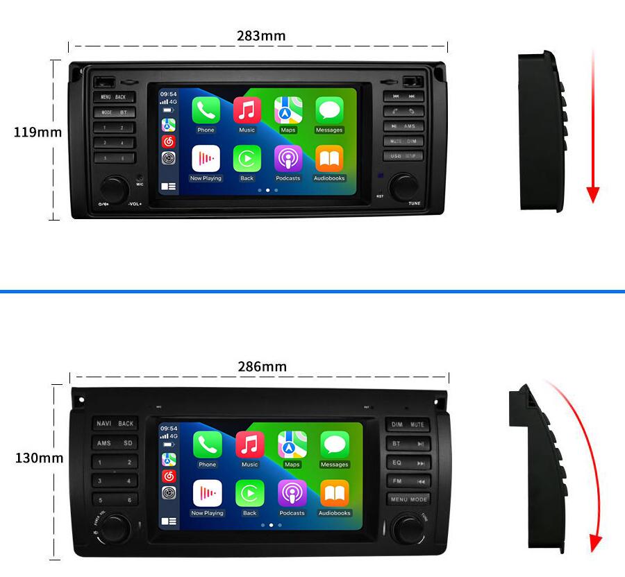 7" OEM Style Touch Screen Radio Stereo Replacement Android Auto Wireless Apple CarPlay Head Unit Upgrade for BMW 5 Series E39 X5 E53 M5 1996-2003