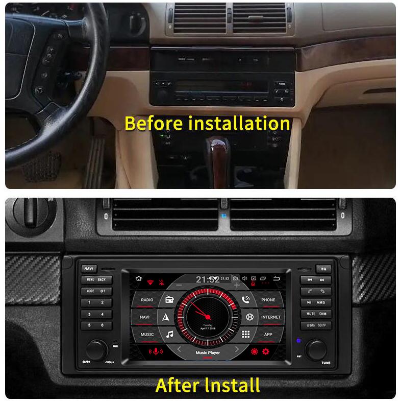 7" OEM Style Touch Screen Radio Stereo Replacement Android Auto Wireless Apple CarPlay Head Unit Upgrade for BMW 5 Series E39 X5 E53 M5 1996-2003