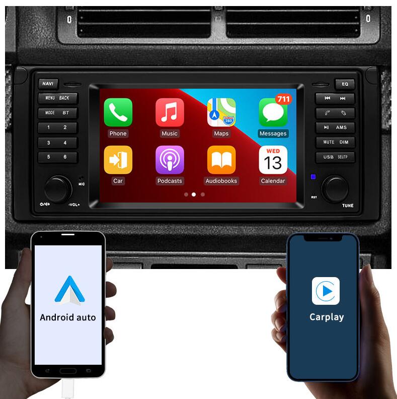 7" OEM Style Touch Screen Radio Stereo Replacement Android Auto Wireless Apple CarPlay Head Unit Upgrade for BMW 5 Series E39 X5 E53 M5 1996-2003