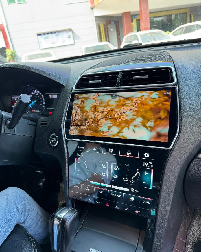 2011-2019 Ford Explorer 12.3"+10.1" Digital AC Climate Dual Screen Radio Replacement Android Head Unit Stereo Upgrade Wireless Apple CarPlay Android Auto