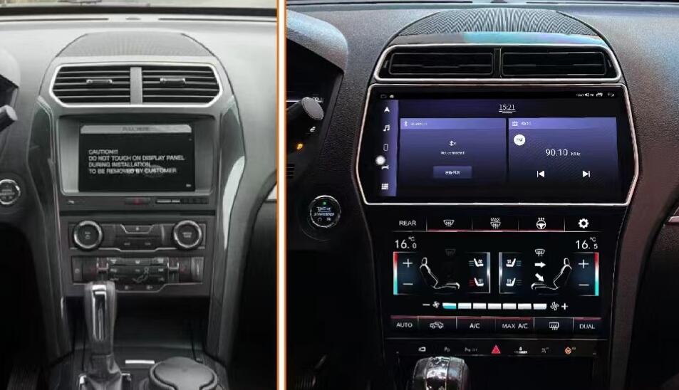 2011-2019 Ford Explorer 12.3"+10.1" Digital AC Climate Dual Screen Radio Replacement Android Head Unit Stereo Upgrade Wireless Apple CarPlay Android Auto