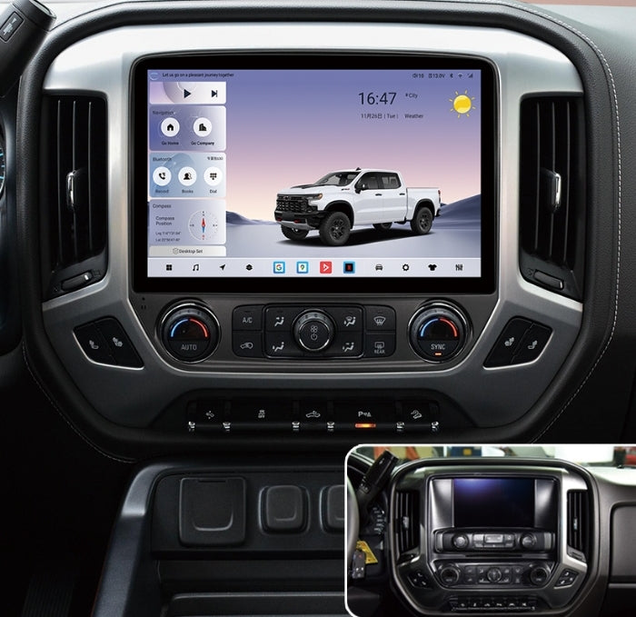 12.5" 2K QLED Touchscreen Radio Replacement for 4th Gen Chevy Silverado & GMC Sierra 1500/2500HD/3500HD – CarPlay & Android Auto
