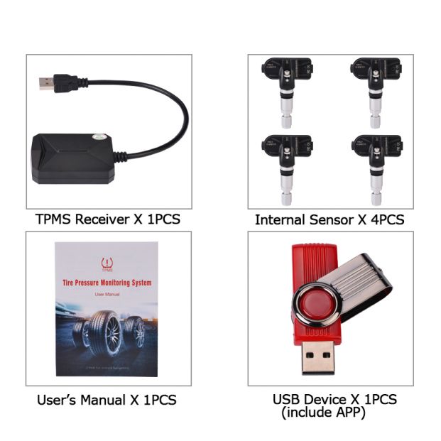 TPMS for Android Car Stereo Head Unit | Wireless Tire Pressure Monitoring System for Toyota VW Nissan Hyundai Kia Honda Dodge Jeep All Cars