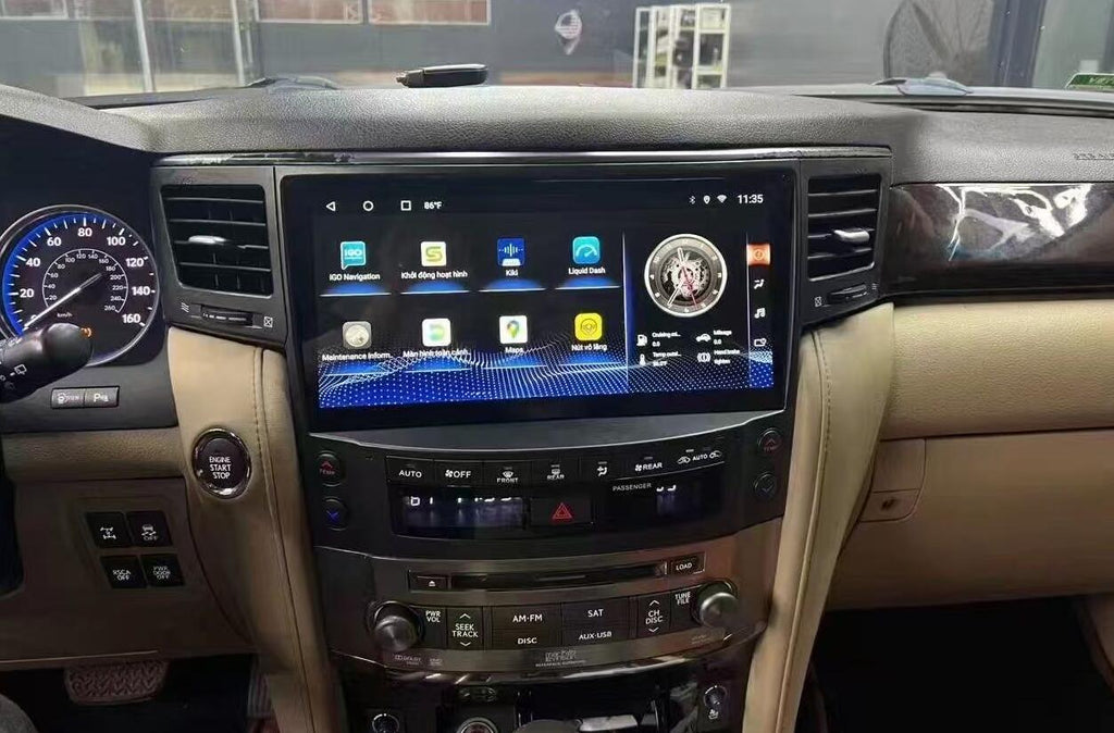 Aftermaret 12.6" QLED Touch Screen Radio Replacement Android Head Unit for 2008-2021 Lexus LX 570 LX570 Wireless Apple CarPlay Android Auto