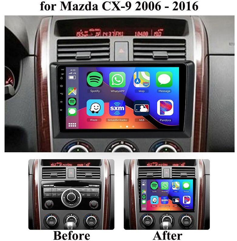 Wireless Apple CarPlay & Android Auto 9" 2K QLED Touchscreen Android Head Unit for Mazda CX-9 CX9 2007-2016