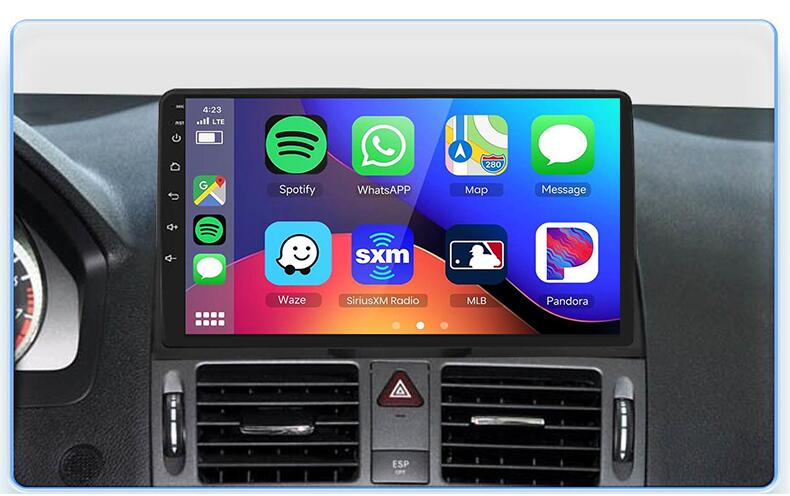 9-Inch QLED Touch Screen CarPlay & Android Auto Head Unit for Mercedes-Benz C-Class W204 S204 (2006–2011) – OEM-Style Radio Replacement Upgrade