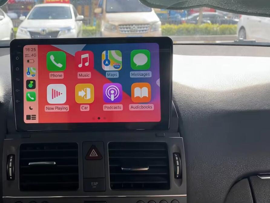 9-Inch QLED Touch Screen CarPlay & Android Auto Head Unit for Mercedes-Benz C-Class W204 S204 (2006–2011) – OEM-Style Radio Replacement Upgrade