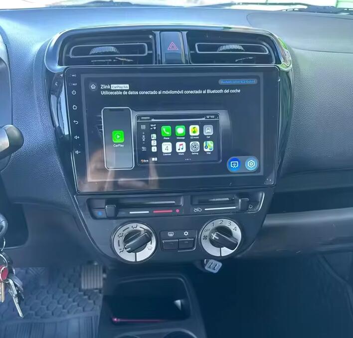 9-Inch QLED 2K Touch Screen Radio Upgrade for 2012-2023 Mitsubishi Mirage, Attrage, Space Star & Dodge Attitude – Wireless Android Auto Head Unit, Plug-and-Play OEM Replacement