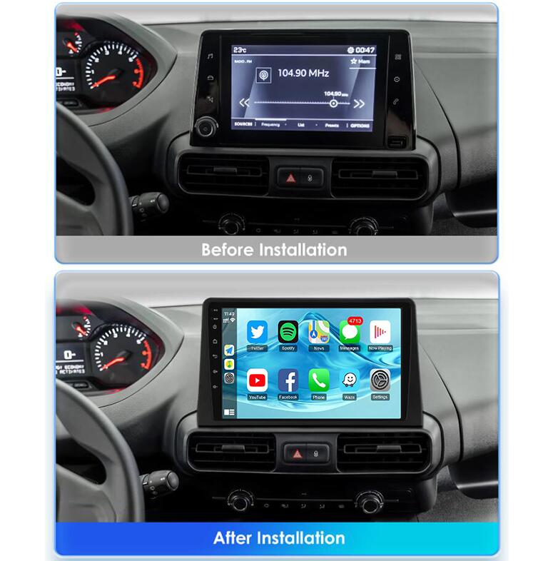 Citroën Berlingo, Peugeot Partner & Opel Combo 2018-2024 10.1" 2K QLED Touchscreen Head Unit – Apple CarPlay & Android Auto Radio Replacement Upgrade
