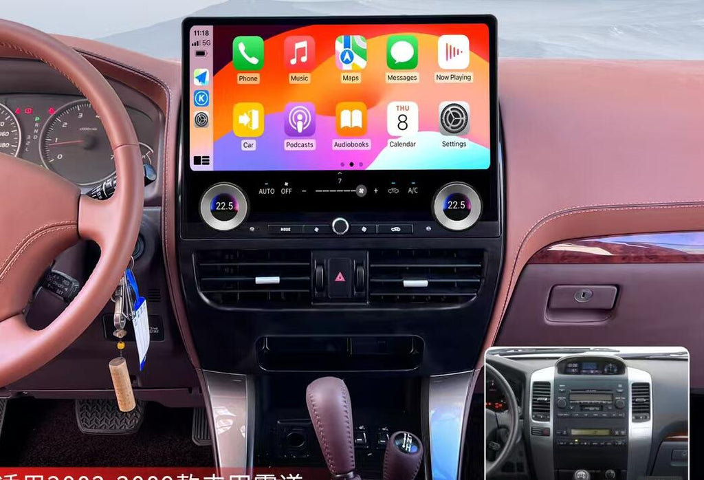 16.8" Android Head Unit for Toyota Prado J120 & Lexus GX470 2002-2009 - Wireless Apple CarPlay & Android Auto