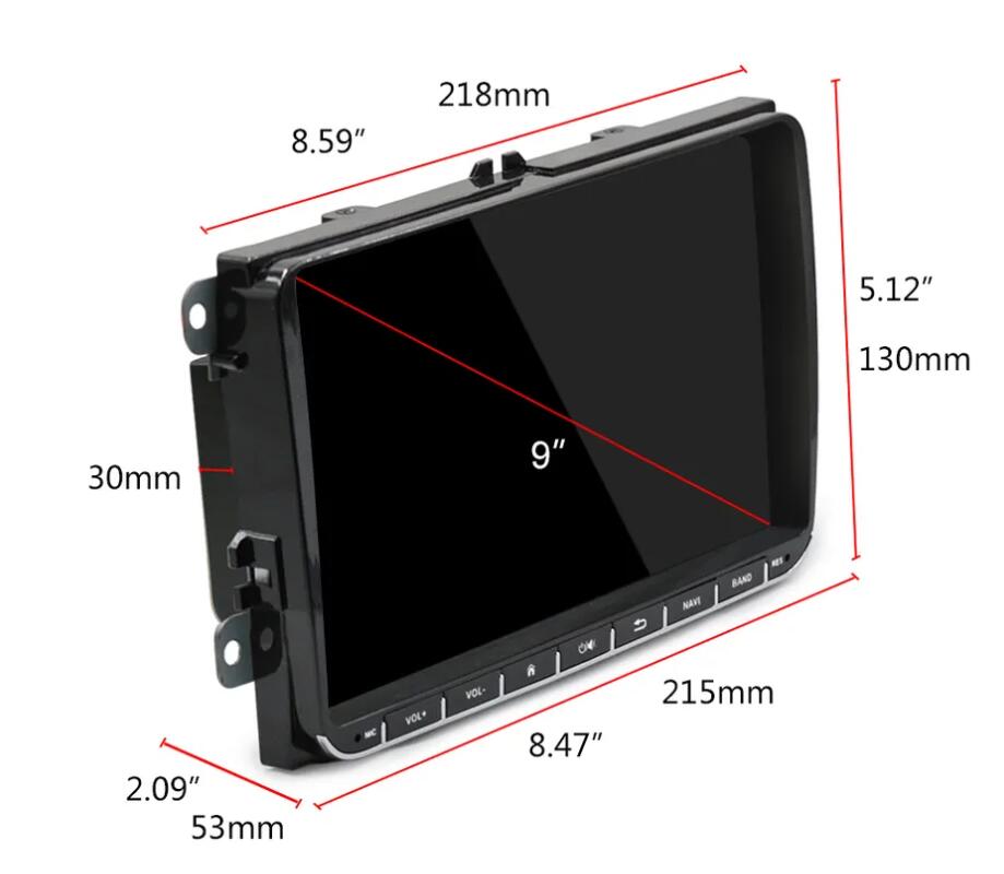 Universal 9" QLED Android Head Unit for VW Volkswagen Jetta Tiguan Golf Polo Passat SEAT Skoda Octavia Wireless CarPlay Android Auto Car Stereo GPS